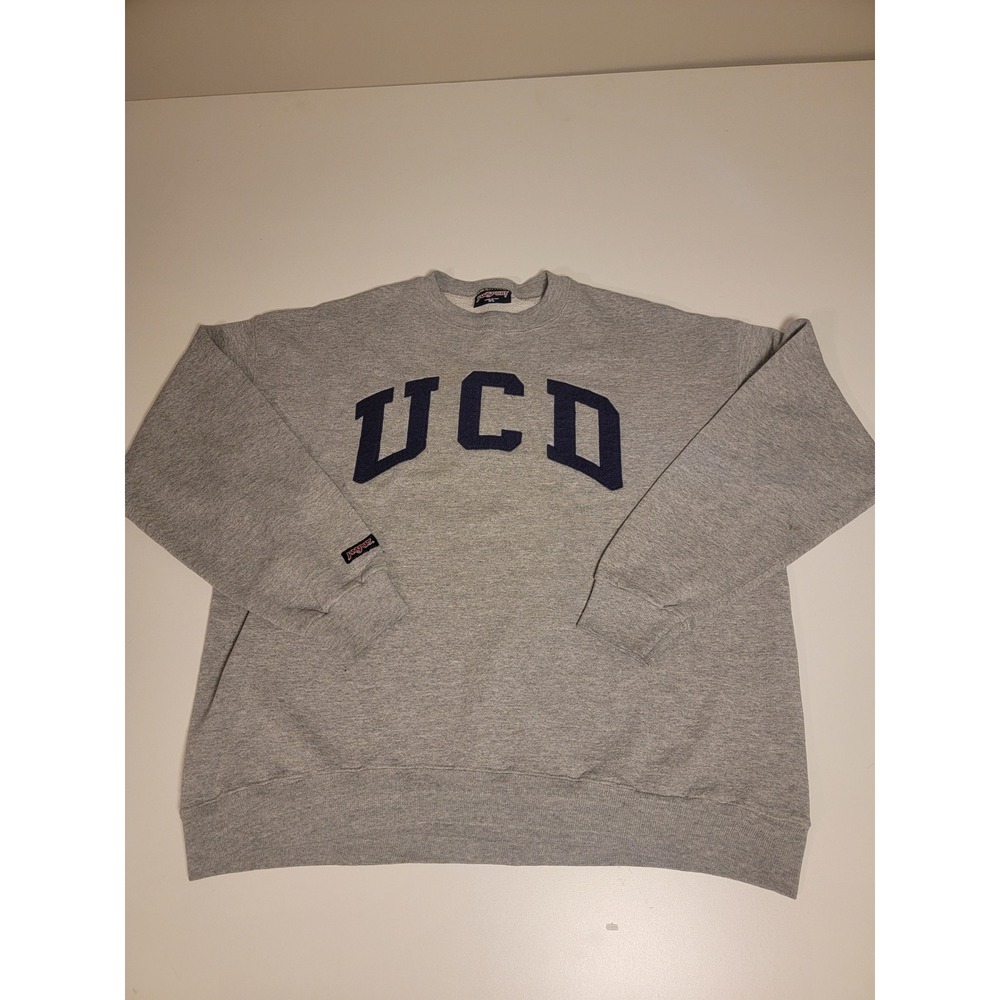 Vintage JanSport UCD UC Davis Sweatshirt XL Gray Made in USA Crewneck Collegiate